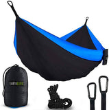 Earth Guru Camping Hammock - Double Size - Extra Strong - Ropes and Carabiners Included