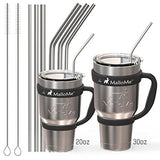 Reusable Metal Stainless Steel Straws – Drinking Curved & Straight Long Reuseable Dishwasher Safe For 30 oz Large Tumbler Drinks Plastic Free Silver Accessories - MalloMe