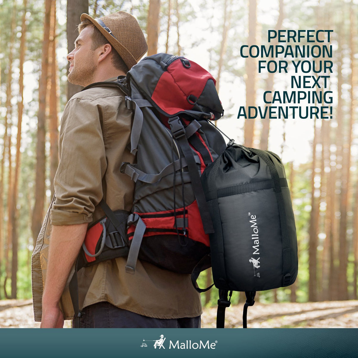 allintitle hiking backpack with sleeping bag Double Camping Sleeping Bag in Red – MalloMe