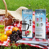 Reusable Metal Stainless Steel Straws – Drinking Curved & Straight Long Reuseable Dishwasher Safe For 30 oz Large Tumbler Drinks Plastic Free Silver Accessories - MalloMe