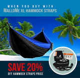 Double Portable Camping Hammock With Ropes - Black & Blue