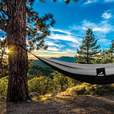 Double Portable Camping Hammock With Ropes - Black & Grey