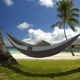 Double Portable Camping Hammock With Ropes - Black & Grey