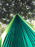 Double Portable Camping Hammock With Ropes - Dark Green & Light Green