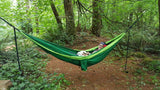 Double Portable Camping Hammock With Ropes - Dark Green & Light Green