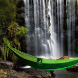 Double Portable Camping Hammock With Ropes - Dark Green & Light Green