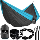 Double Portable Camping Hammock With Straps - Dark Grey & Sky Blue
