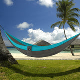 Double Portable Camping Hammock With Ropes - Dark Grey & Sky blue