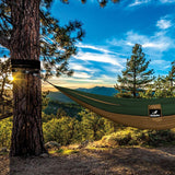 Double Portable Camping Hammock With Straps - Khaki & Dark Green