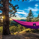 Double Portable Camping Hammock With Ropes - Purple & Fuchsia
