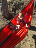 Double Portable Camping Hammock With Ropes - Red & Black