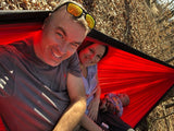 Double Portable Camping Hammock With Ropes - Red & Black