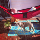 Double Portable Camping Hammock With Ropes - Red & Black