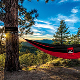 Double Portable Camping Hammock with Straps - Red & Black