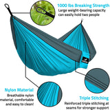 Double Portable Camping Hammock With Ropes - Sky Blue & Grey