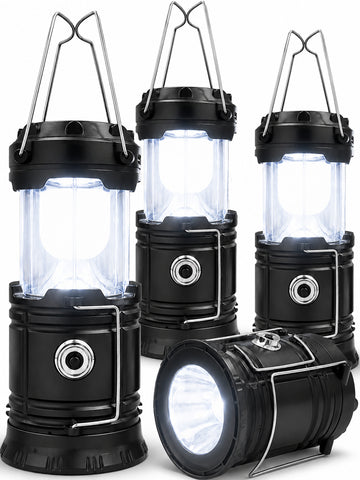 MalloMe Solar LED Camping Lantern, Battery Powered Lanterns for Power Outages, Portable Hanging Collapsible Camping Lights for Outdoor, Home, Emergency, Hurricane Lamp Survival Outage Light