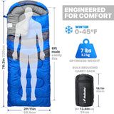 MalloMe Sleeping Bags for Adults Cold Weather & Warm - Backpacking Camping Sleeping Bag for Kids 10-12, Girls, Boys - Lightweight Compact Camping Essentials Gear Accessories Hiking Sleep Must Haves ( 0°F to 45°F)