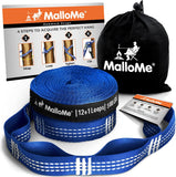 MalloMe XL Hammock Straps - Hammock Tree Straps Set Versatile Heavy Duty (2 Straps Included 500 lbs Each) 26 Loops & 100% No Stretch Suspension System Kit Camping Accessories (Carabiners NOT included)