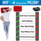MalloMe Inflatable Camping Travel Pillow Soft Foam Red - MalloMe