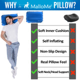 MalloMe Inflatable Camping Travel Pillow Soft Foam Blue - MalloMe