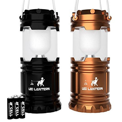 MalloMe LED Camping Lantern Flashlights 2 Pack - Super Bright - 350 Lumen  Portable Outdoor Lights - AA Batteries Required, Not Included (Black