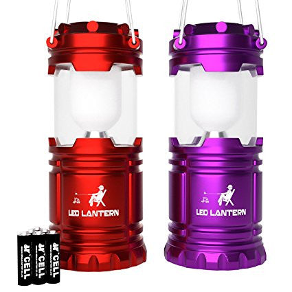 LED Camping Lantern Set of 2 Red & Purple