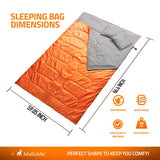 Double Camping Sleeping Bags in Orange - MalloMe