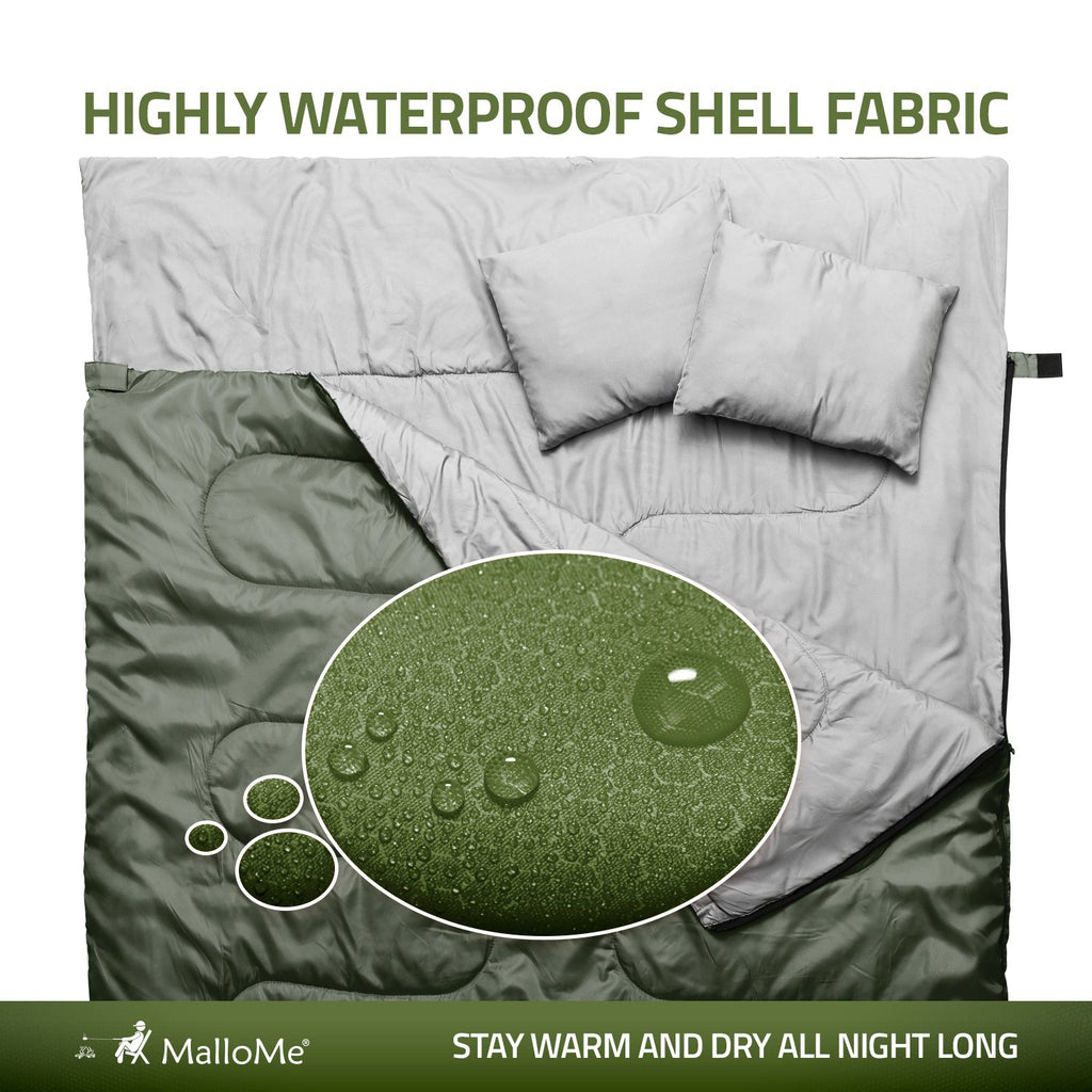 Double Camping Sleeping Bag in Green MalloMe