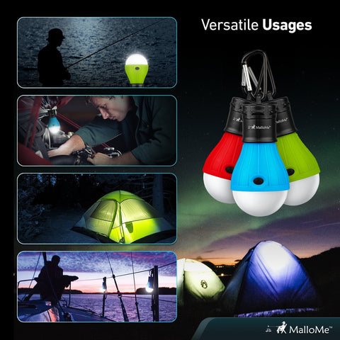 Camping Tent Lantern Bulb Lights - 4 Pack Multi Color – MalloMe