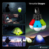 Camping Tent Lantern Bulb Lights - 4 Pack Multi Color - MalloMe