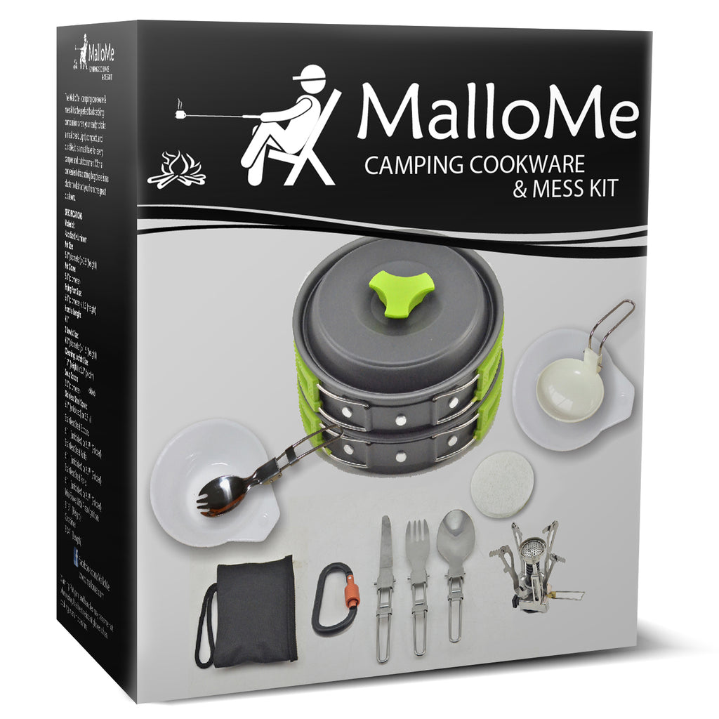 Camping Cookware Mess Kit (1 Liter Pot Plus) – MalloMe