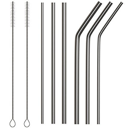 EXTRA LONG Stainless Steel Drinking Straws 10.5 Length 4 Qty - Wide  Straight 