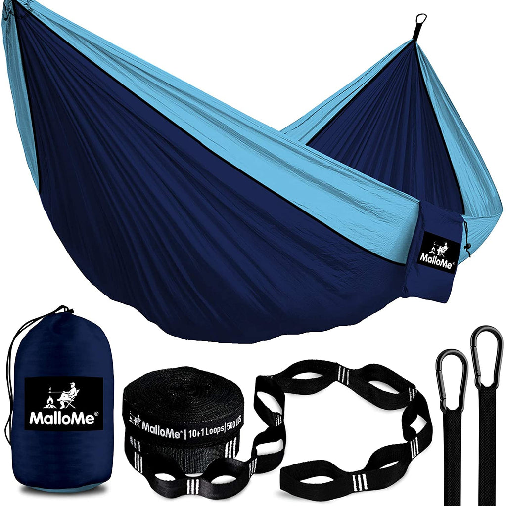 Utopia Home Camping Hammock Double & Single with 2 Tree Hammock Straps,  Travel Hammock Backpacking Nylon Parachute Hammock for Outdoor & Hiking  Large Blue & Light Blue