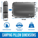 MalloMe Inflatable Camping Travel Pillow Soft Foam Grey - MalloMe