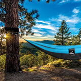Double Portable Camping Hammock With Straps - Dark Grey & Sky Blue
