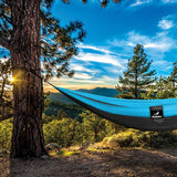 Double Portable Camping Hammock With Ropes - Dark Grey & Sky blue