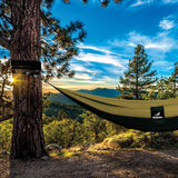 Double Portable Camping Hammock With Straps - Dark Green & Khaki