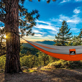 Double Portable Camping Hammock With Ropes - Orange & Grey
