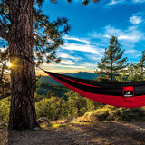 Double Portable Camping Hammock With Ropes - Red & Black