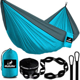 Double Portable Camping Hammock With Straps - Sky Blue & Grey