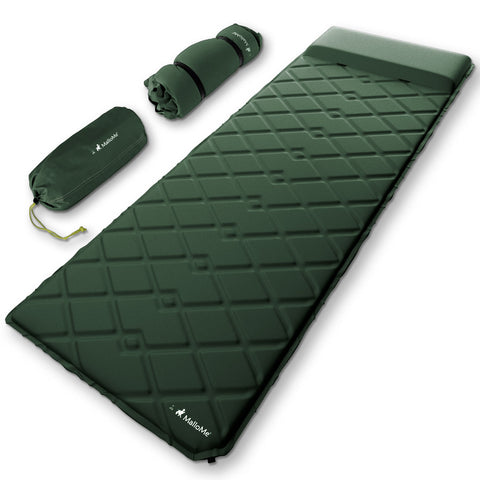 MalloMe Sleeping Pad Camping Air Mattress – Self Inflating Mat Bed Green - MalloMe