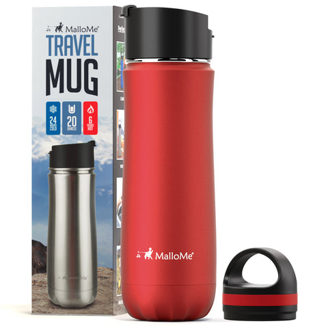 Vacuum Insulated Travel Mug. Stainless Steel, Red, 375ml